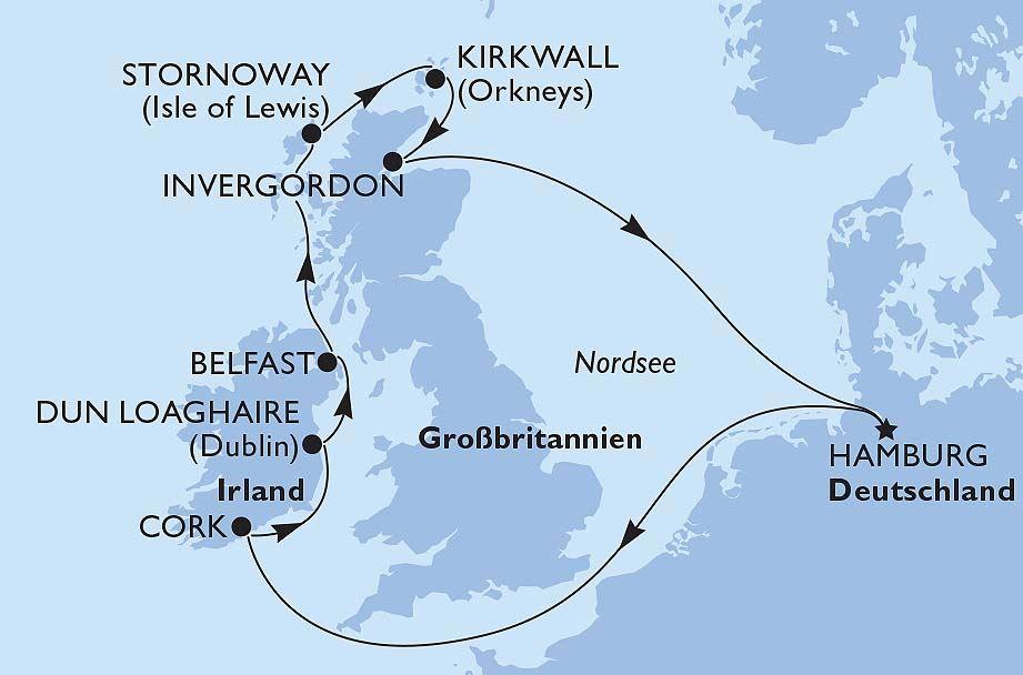 Rund um Großbritannien mit MSC Preziosa